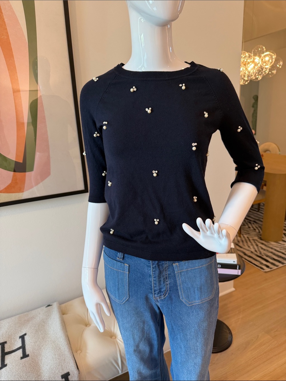 Philosophy Black crystal/Pearl-Cluster Crewneck Sweater
